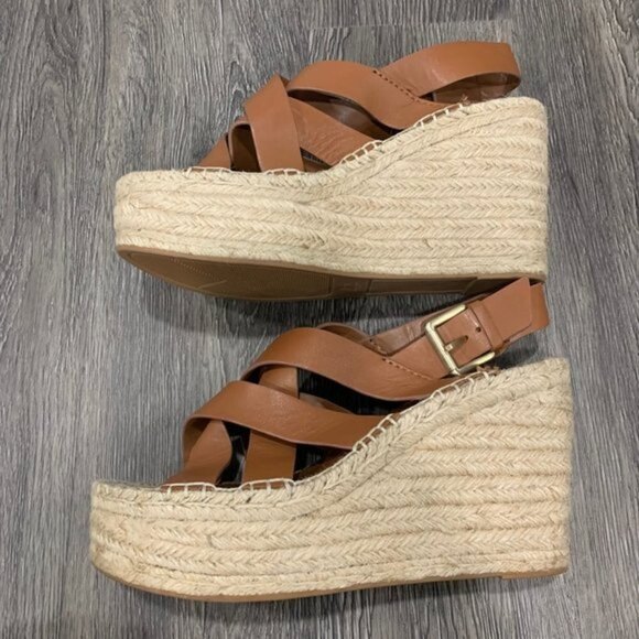 Marc Fisher | NWOB ALENNI ESPADRILLE WEDGE Heel Sandals Namle Leather Size 10 - Picture 3 of 10